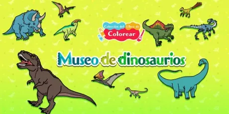 Portada de Colección del libro de colorear Museo de dinosaurios