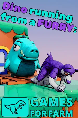 Portada de Dino running from a FURRY: GAMESFORFARM