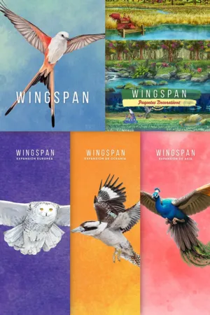 Portada de Wingspan + Europea + Oceanía + Asia + Paquetes Decorativos